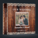 Rustic wood lace vintage photo wedding binder<br><div class="desc">Rustic wood with lace bride groom vintage photo wedding album.
You can add your own photo,   text,  names and date to personalize the album.</div>