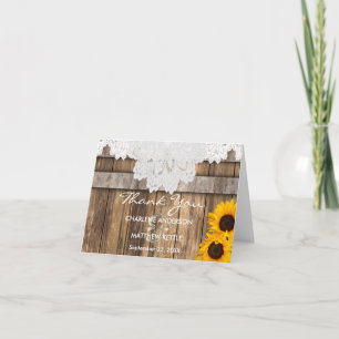 Rustic Wood & Lace Wedding - Thank You Card