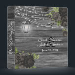 Rustic Wood, Lantern & Black Flowers Binder<br><div class="desc">Wedding Photo Album or Planner featured in a rustic wood background with beautiful black rose flowers, a glowing lantern and trendy string lights ready for you to personalize. ⭐This Product is 100% Customizable. Graphics and / or text can be added, deleted, moved, resized, changed around, rotated, etc... 99% of my...</div>