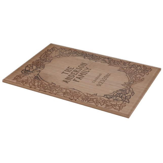 Rustic Wood "Laser Engraved" Wedding Anniversary Cutting Board (Corner)