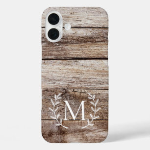 Rustic Wood Laurel Custom Monogramme coque iphone