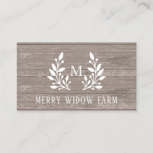 Rustic Wood  Laurel Monogrammed  Business Card
