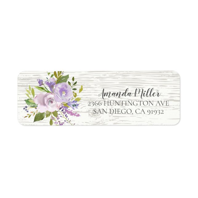 Rustic Wood Lavender Floral Return address (Front)