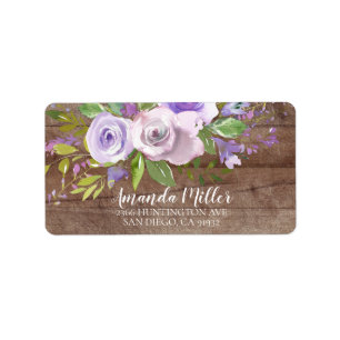 Rustic Wood Lavender Purple Return Address Label