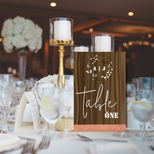 Rustic Wood Leaf Wreath Wedding Table Number (Creator Uploaded)