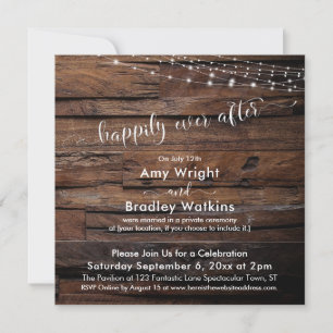Rustic Wood Light Strings Happily Ever After Invitation