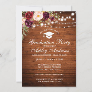 Rustic Wood Lights Bourgogne Grad Invitation de la