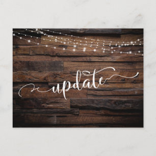 Rustic Wood & Lights Postponed Wedding Update Postcard