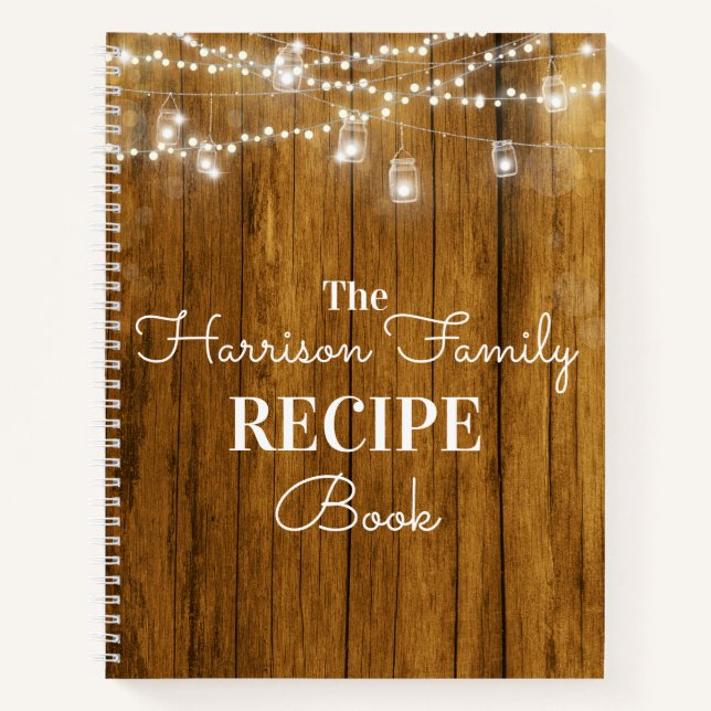 Rustic Wood & Lights Recipe Journal (Front)