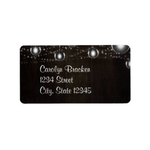 Rustic Wood Lights Wedding Return Address Label
