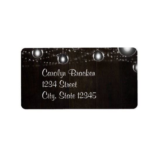 Rustic Wood Lights Wedding Return Address Label