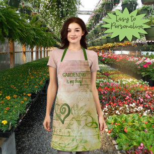 Rustic Wood Linked Hearts Custom Personalized Apron