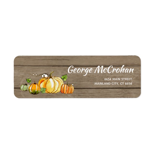 Rustic Wood Little Citrouille Adresse d'Halloween (Devant)