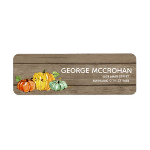 Rustic Wood Little Citrouille Halloween Adresse