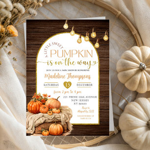 Rustic Wood Little Pumpkin on the Way Baby Shower Invitation
