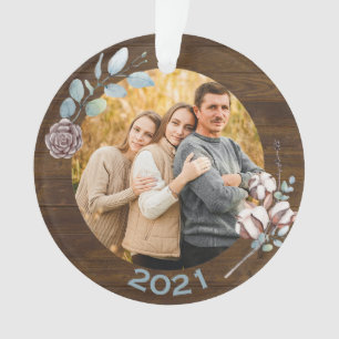 Rustic Wood Look Christmas Family Ornament