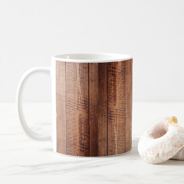 Rustic Wood-look Coffee Mug (With Donut)