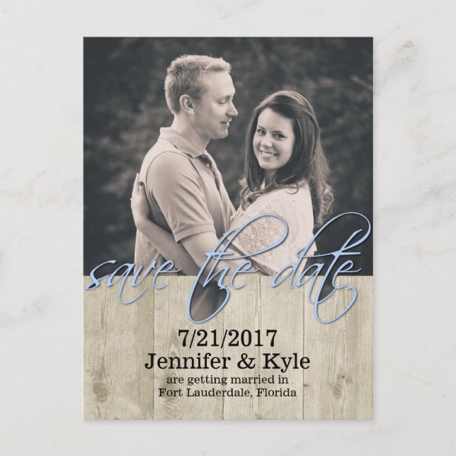 Rustic Wood Look Mariage Enregistrer La Date Carte (Devant)