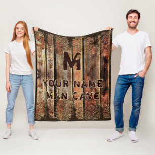 Rustic Wood look Personalized Man Cave Blanket