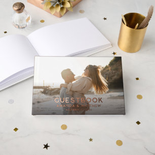 Rustic Wood Look Photo Wedding Guest Book