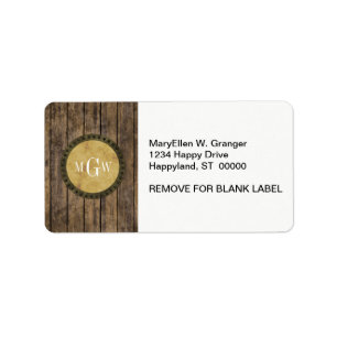 Rustic Wood Look Planks #1 Steampunk 3 Monogram Label
