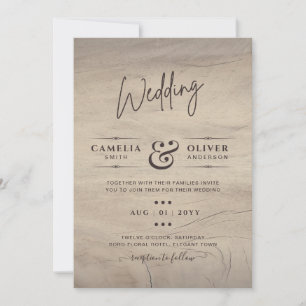Rustic Wood look Typography Budget Wedding Invitation