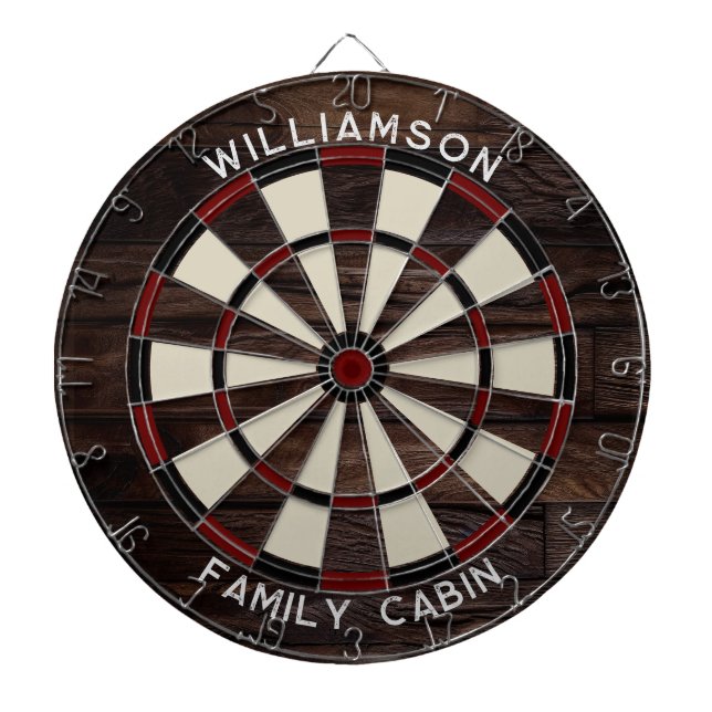 Rustic Wood Look Typography Family Games Room Dartboard (Front)