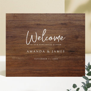 Rustic Wood Look Wedding Rehearsal Dinner Welcome Poster