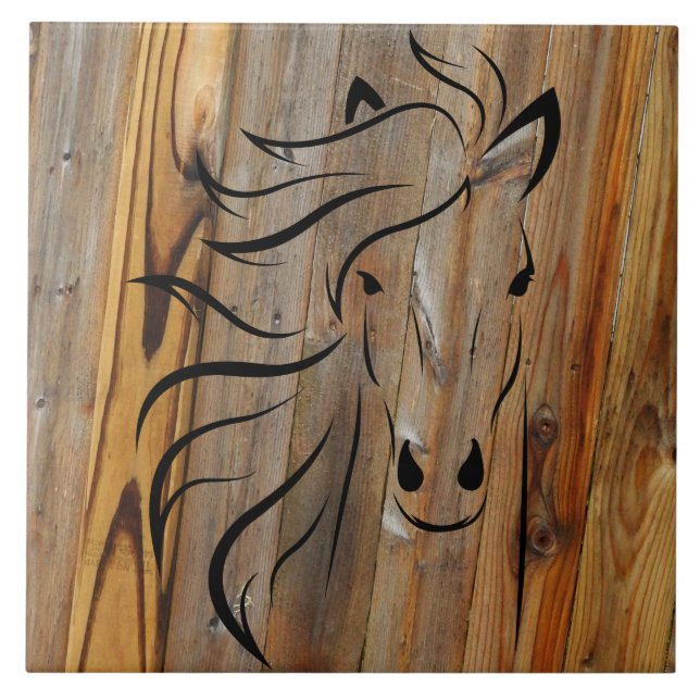 Rustic Wood Look Wild Horse Tile (Front)