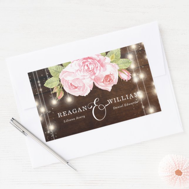 Rustic Wood Luxury Custom Wedding Sticker (Envelope)