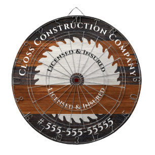 Rustic Wood Marketing Construction Carpenter Dartboard