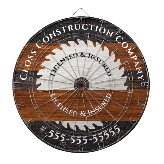 Rustic Wood Marketing Construction Carpenter  Dartboard (Front)