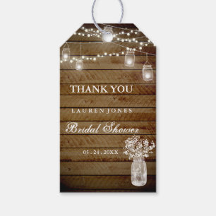 Rustic Wood Mason Jar Bridal Shower Favour Tags