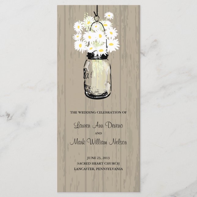 Rustic Wood Mason Jar et Daisy Programme (Devant)