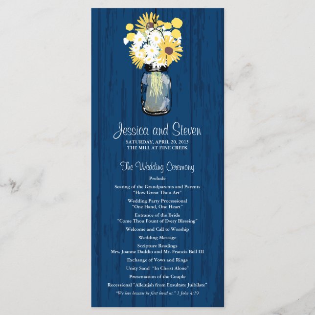 Rustic Wood Mason Jar et programme Fleur sauvage (Devant)