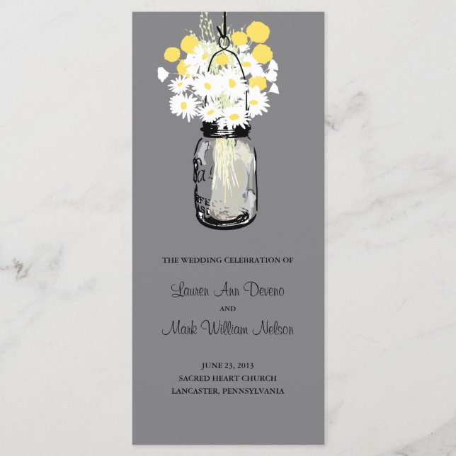 Rustic Wood Mason Jar et programme Fleur sauvage (Devant)