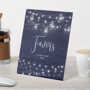 Rustic Wood Mason Jars Favors Pedestal Sign