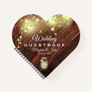 Rustic Wood Mason String Lights Mariage livre d'in