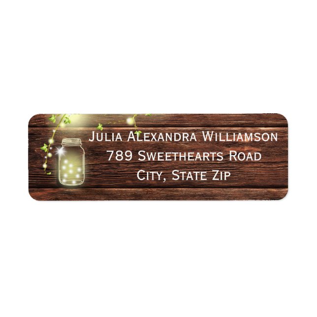 Rustic Wood Mason String Lights Return Address (Front)