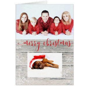 Rustic Wood Merry Christmas Photo - Greeting Card