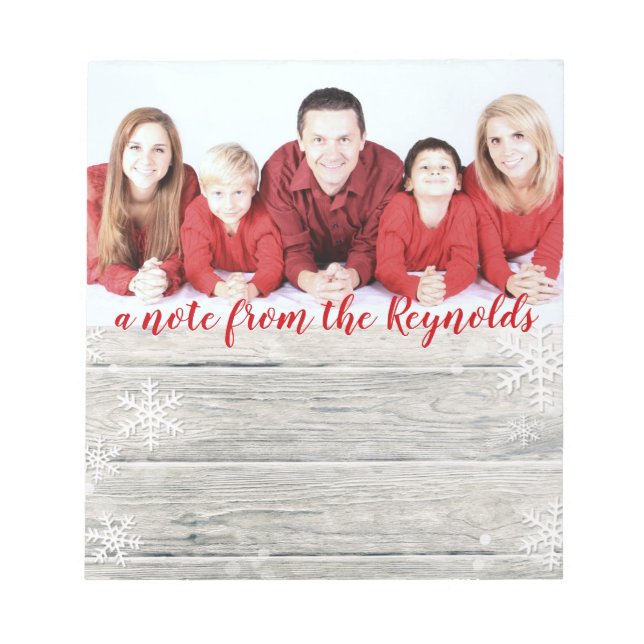 Rustic Wood Merry Christmas Photo - Notepad (Front)