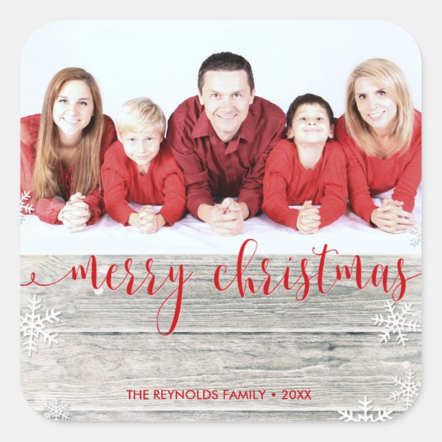 Rustic Wood Merry Christmas - Photo Sticker (Front)