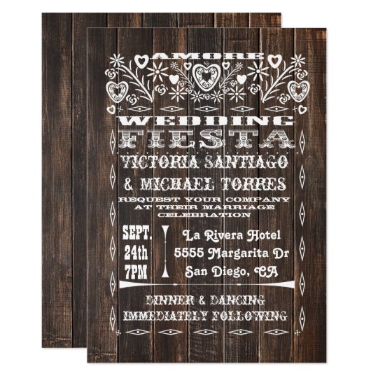 Rustic Wood Mexican Wedding Papel Picado Card