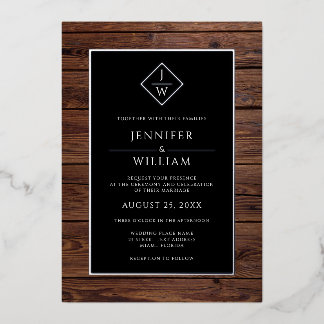 Rustic Wood Minimalist Formal Classic Initial Boho