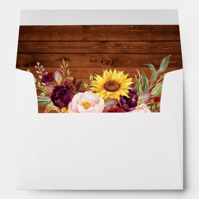 Rustic Wood Mixed Floral Invitation Envelope (Back (Bottom))