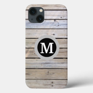Rustic Wood Monogram iPhone 13 Case