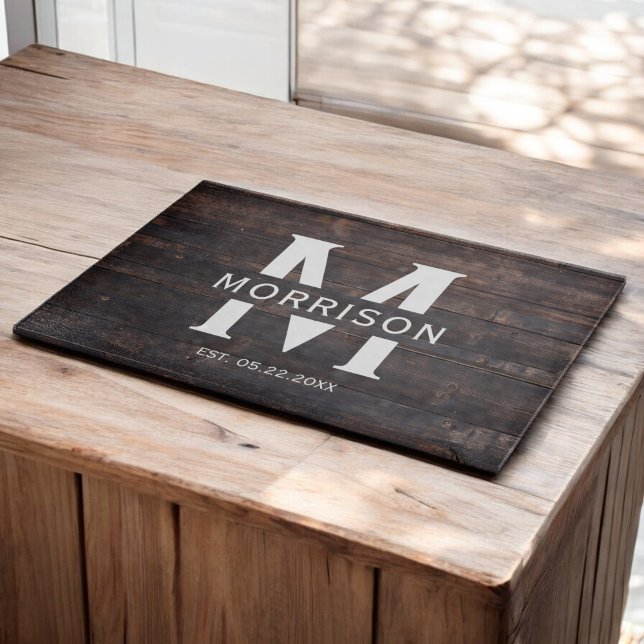 Rustic Wood Monogram Family Name Vintage  Cutting Board (Creator Uploaded)