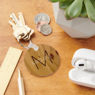 Rustic Wood Monogram Keychain