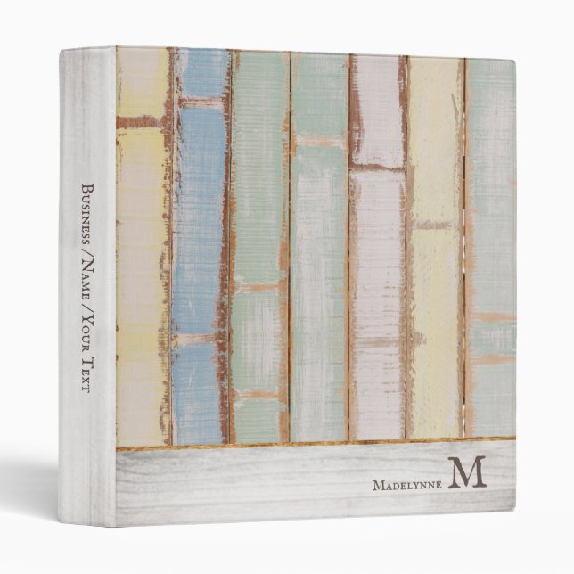 Rustic Wood Monogram Office School or Recipes Binder (Front/Spine)