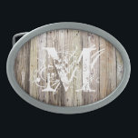 Rustic Wood Monogrammed Belt Buckle<br><div class="desc">This photograph captures the rustic charm of weathered dock boards, each with its own story etched into the graining, knots, and patina of years spent exposed to sun, salt, and rain. The soft blend of grayish taupe, with hints of dark brown, green, and white, creates an elegant yet laid-back palette—perfect...</div>